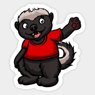 Cute Anthropomorphic Human-like Cartoon Character Honey Badger in Clothes Sticker